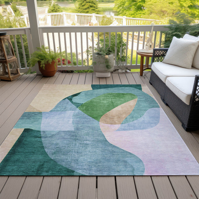 Addison Chantille ACN2058 Abstract Machine Made Transitional Green Rug