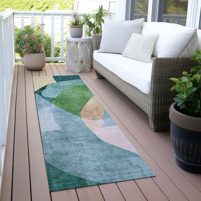 Addison Chantille ACN2058 Abstract Machine Made Transitional Green Rug