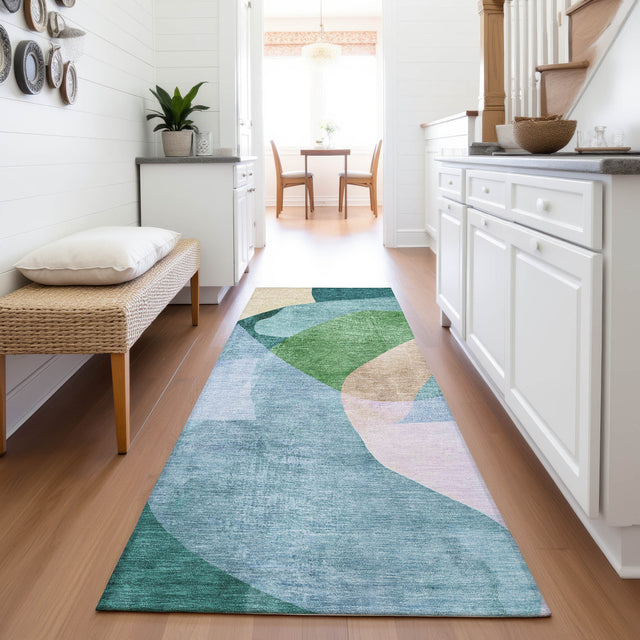 Addison Chantille ACN2058 Abstract Machine Made Transitional Green Rug