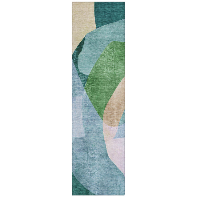 Addison Chantille ACN2058 Abstract Machine Made Transitional Green Rug