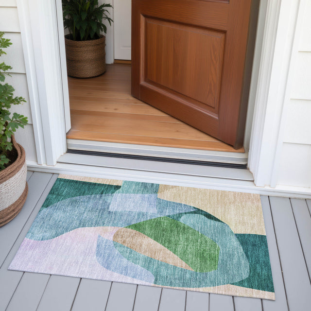 Addison Chantille ACN2058 Abstract Machine Made Transitional Green Rug