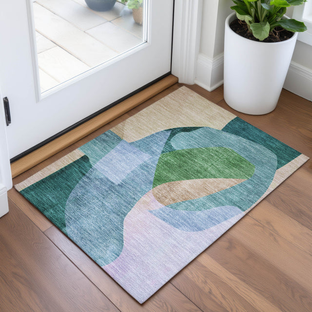 Addison Chantille ACN2058 Abstract Machine Made Transitional Green Rug