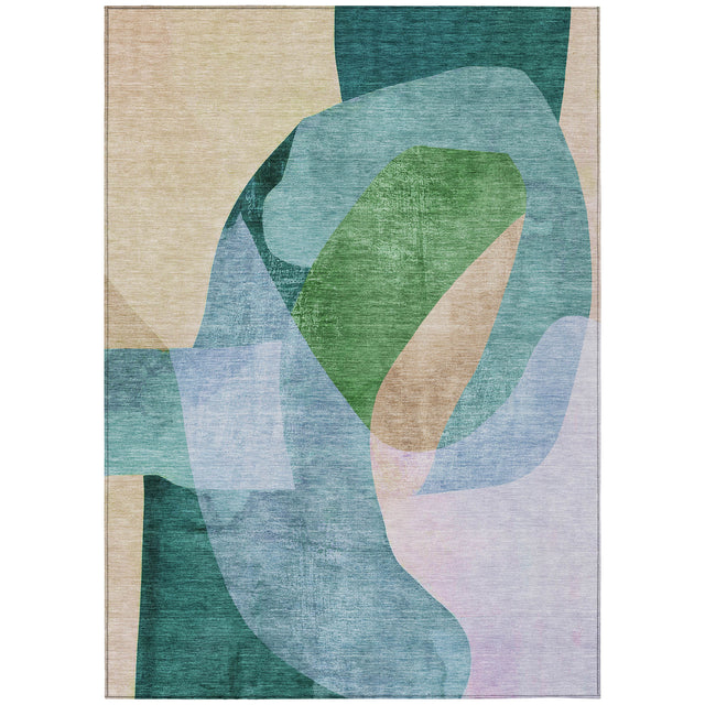 Addison Chantille ACN2058 Abstract Machine Made Transitional Green Rug