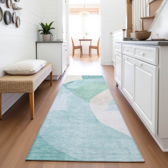 Addison Chantille ACN2058 Abstract Machine Made Transitional Seafoam Rug