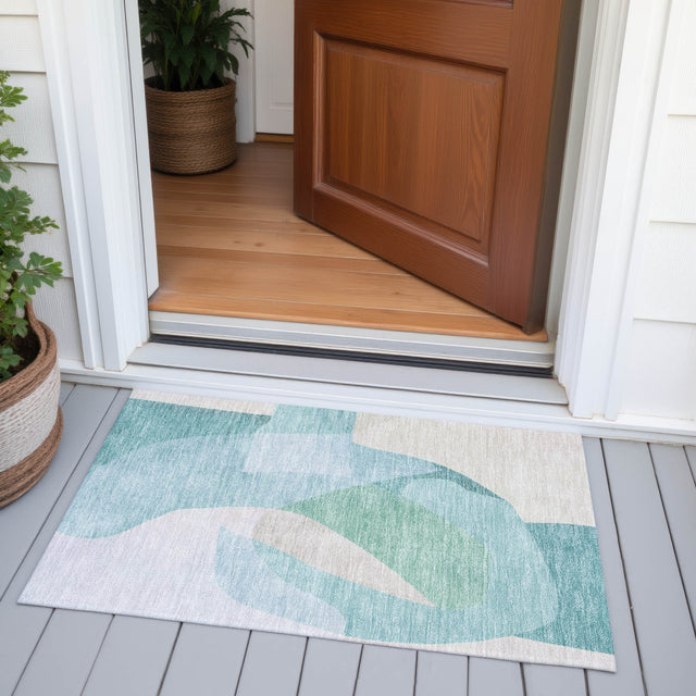 Addison Chantille ACN2058 Abstract Machine Made Transitional Seafoam Rug