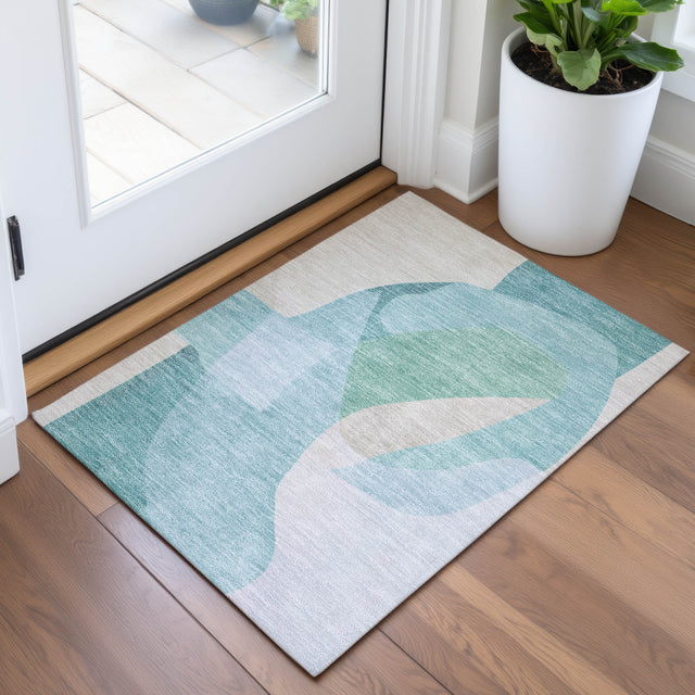 Addison Chantille ACN2058 Abstract Machine Made Transitional Seafoam Rug