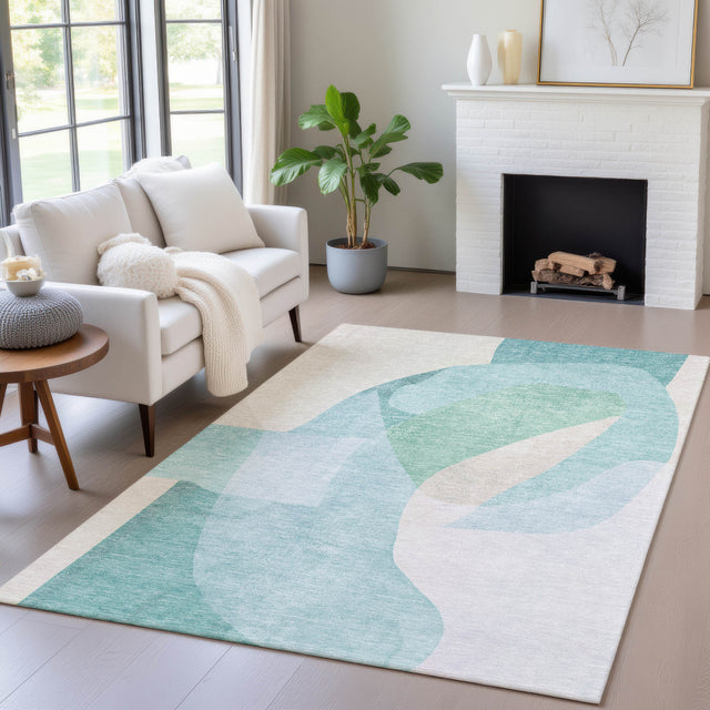 Addison Chantille ACN2058 Abstract Machine Made Transitional Seafoam Rug