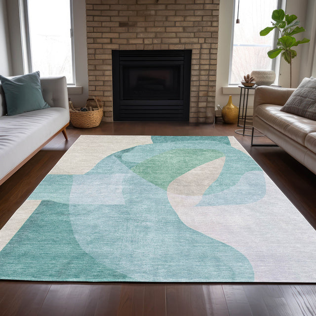 Addison Chantille ACN2058 Abstract Machine Made Transitional Seafoam Rug