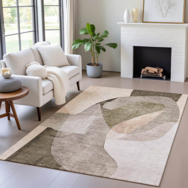 Addison Chantille ACN2058 Abstract Machine Made Transitional Taupe Rug