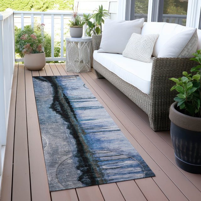 Addison Chantille ACN2059 Abstract Machine Made Transitional Blue Rug