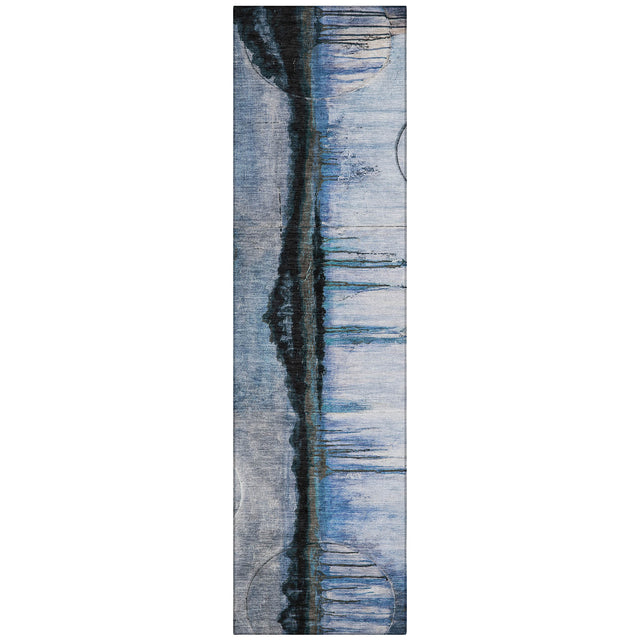 Addison Chantille ACN2059 Abstract Machine Made Transitional Blue Rug