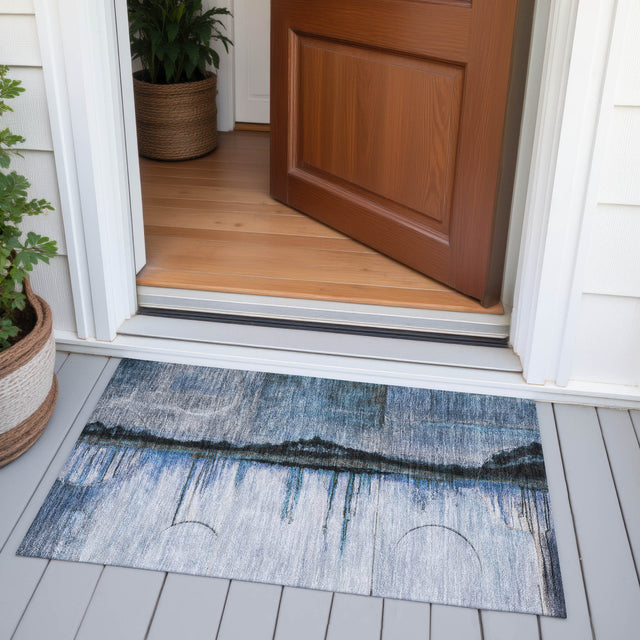 Addison Chantille ACN2059 Abstract Machine Made Transitional Blue Rug