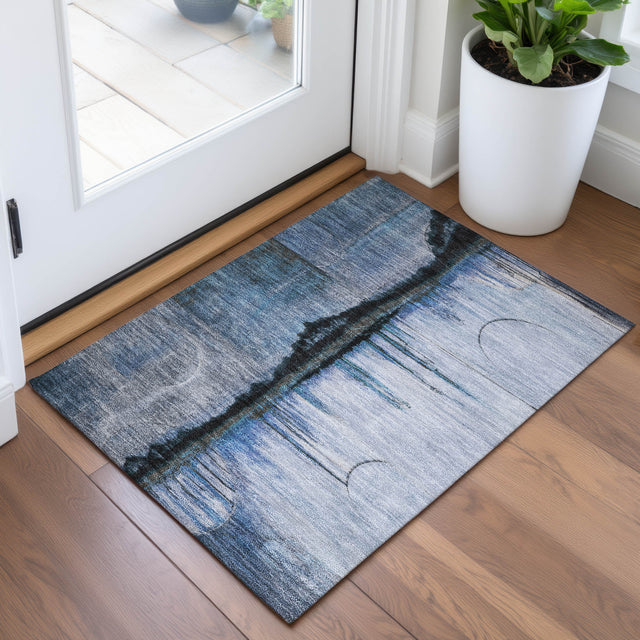 Addison Chantille ACN2059 Abstract Machine Made Transitional Blue Rug