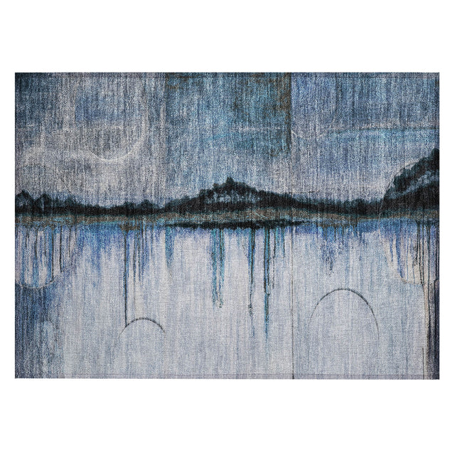 Addison Chantille ACN2059 Abstract Machine Made Transitional Blue Rug