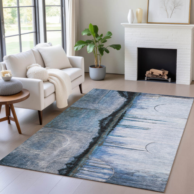 Addison Chantille ACN2059 Abstract Machine Made Transitional Blue Rug