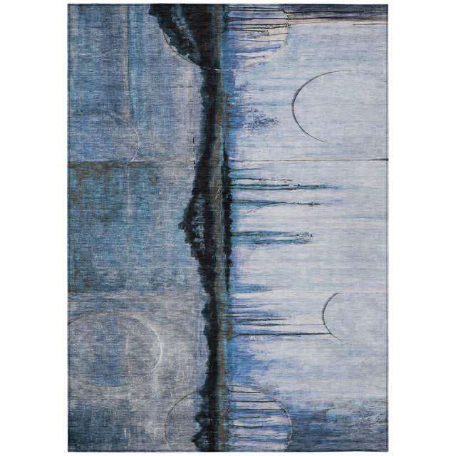 Addison Chantille ACN2059 Abstract Machine Made Transitional Blue Rug