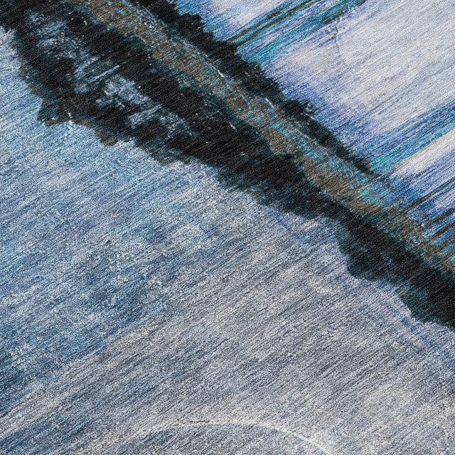 Addison Chantille ACN2059 Abstract Machine Made Transitional Blue Rug