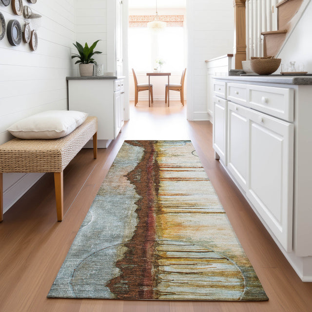 Addison Chantille ACN2059 Abstract Machine Made Transitional Rust Rug