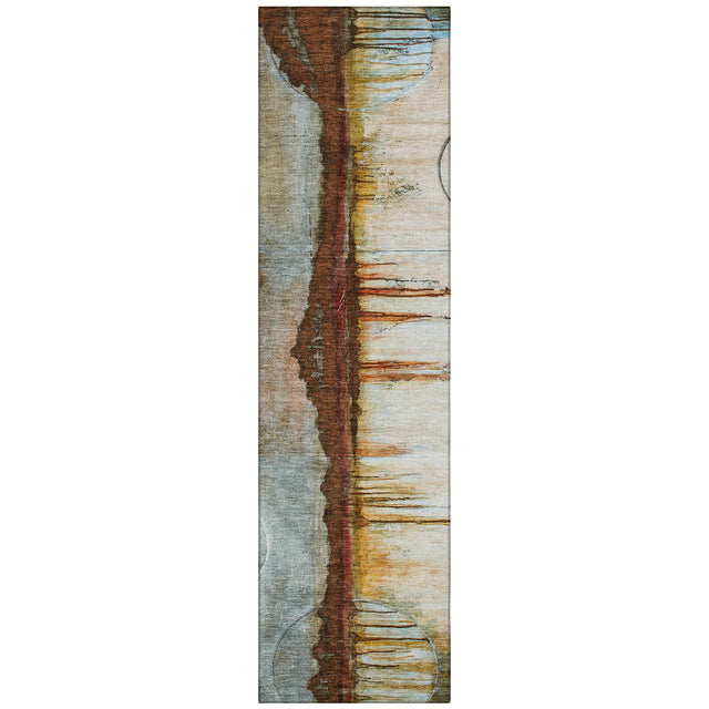 Addison Chantille ACN2059 Abstract Machine Made Transitional Rust Rug