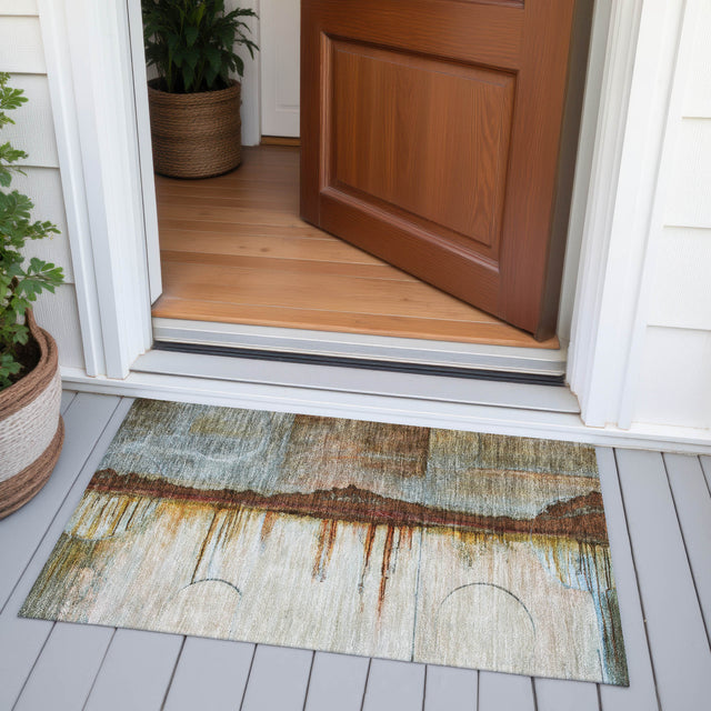 Addison Chantille ACN2059 Abstract Machine Made Transitional Rust Rug