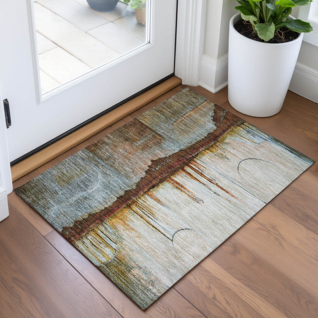 Addison Chantille ACN2059 Abstract Machine Made Transitional Rust Rug