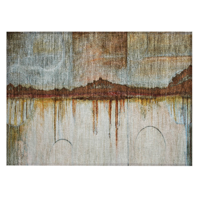 Addison Chantille ACN2059 Abstract Machine Made Transitional Rust Rug