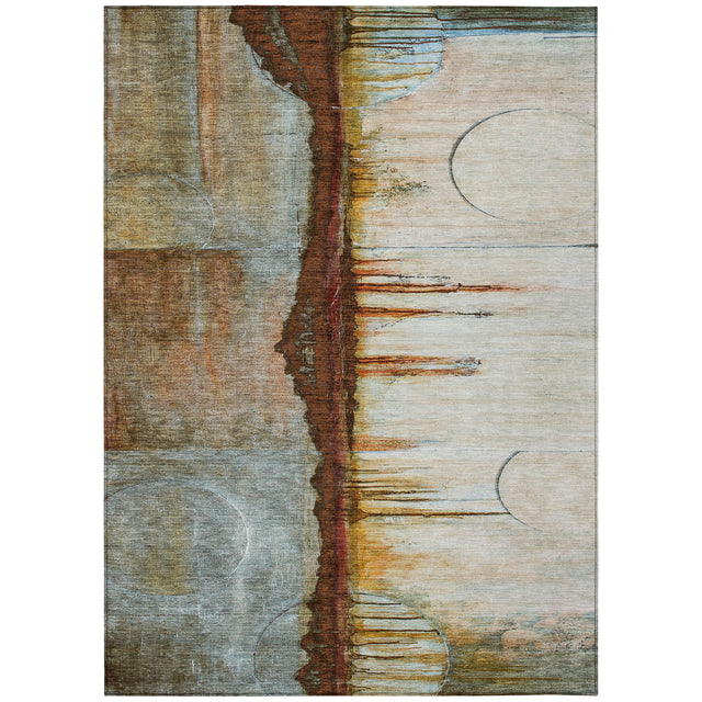 Addison Chantille ACN2059 Abstract Machine Made Transitional Rust Rug