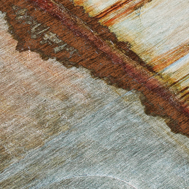 Addison Chantille ACN2059 Abstract Machine Made Transitional Rust Rug