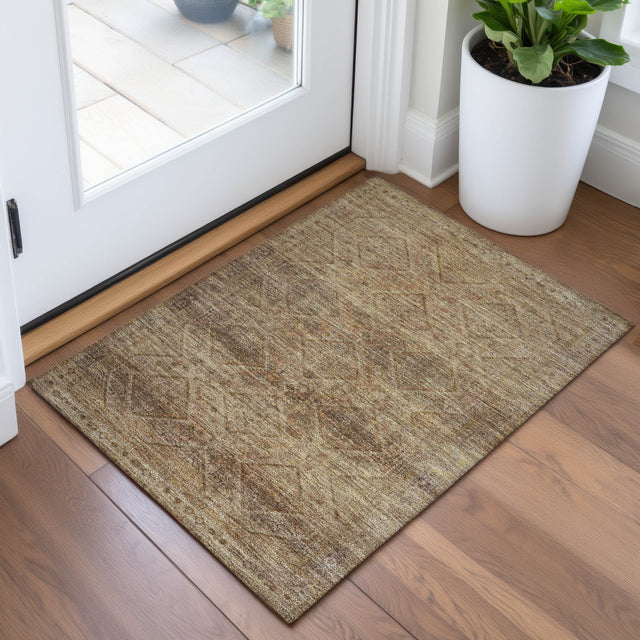Addison Chantille ACN2060 Geometric Machine Made Transitional Khaki Rug