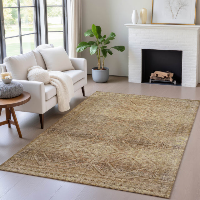 Addison Chantille ACN2060 Geometric Machine Made Transitional Khaki Rug
