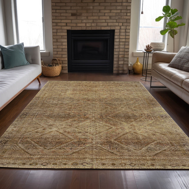 Addison Chantille ACN2060 Geometric Machine Made Transitional Khaki Rug