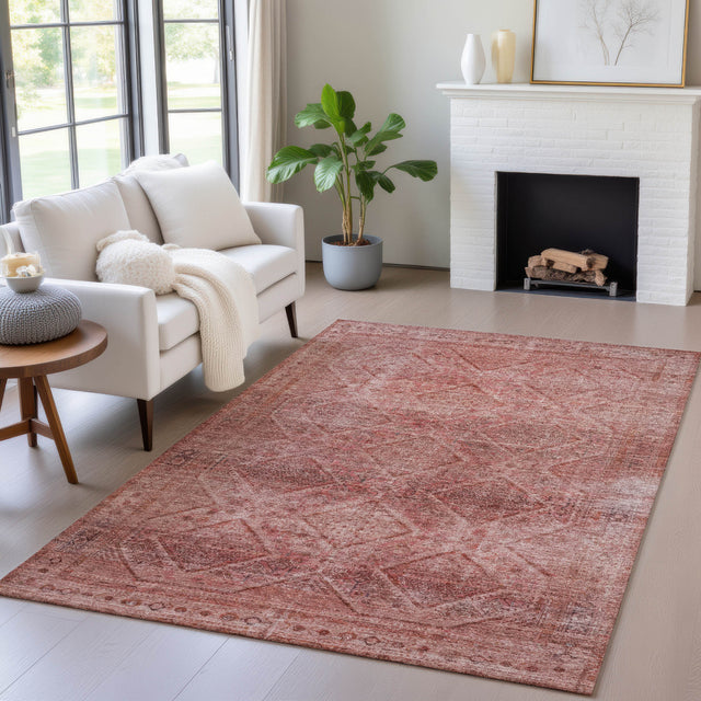 Addison Chantille ACN2060 Geometric Machine Made Transitional Pink Rug
