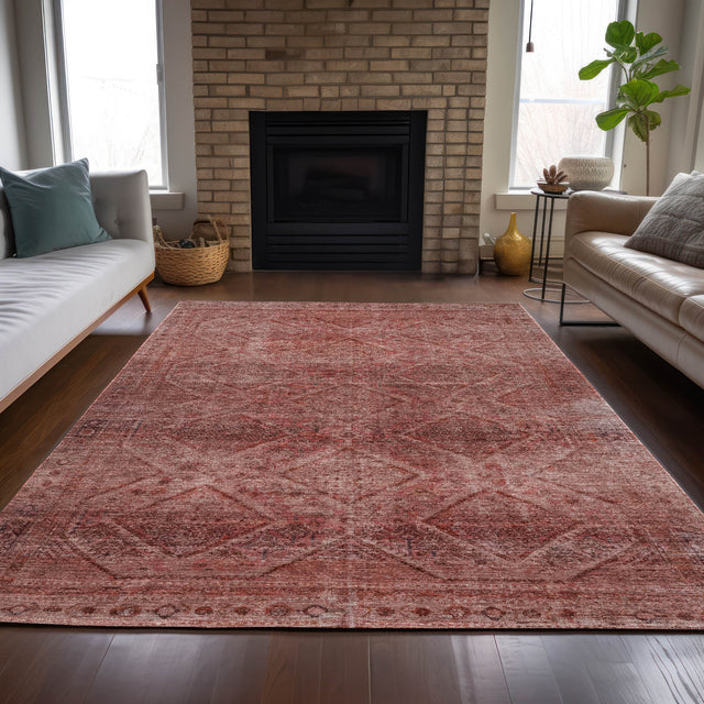 Addison Chantille ACN2060 Geometric Machine Made Transitional Pink Rug