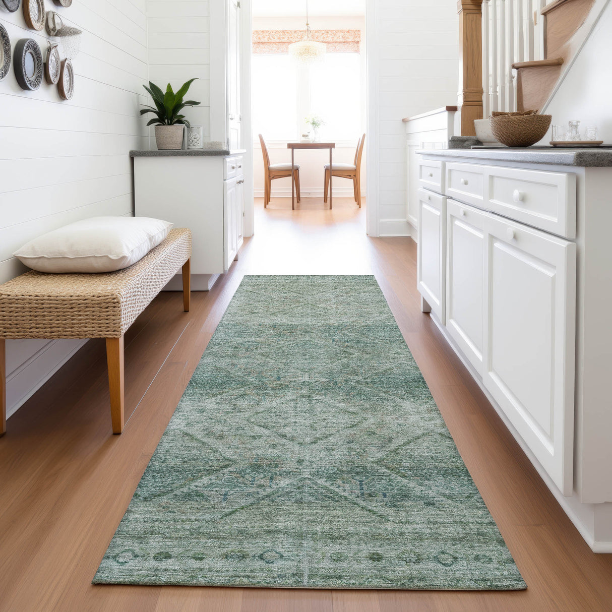 Addison Chantille ACN2060 Geometric Machine Made Transitional Teal Rug