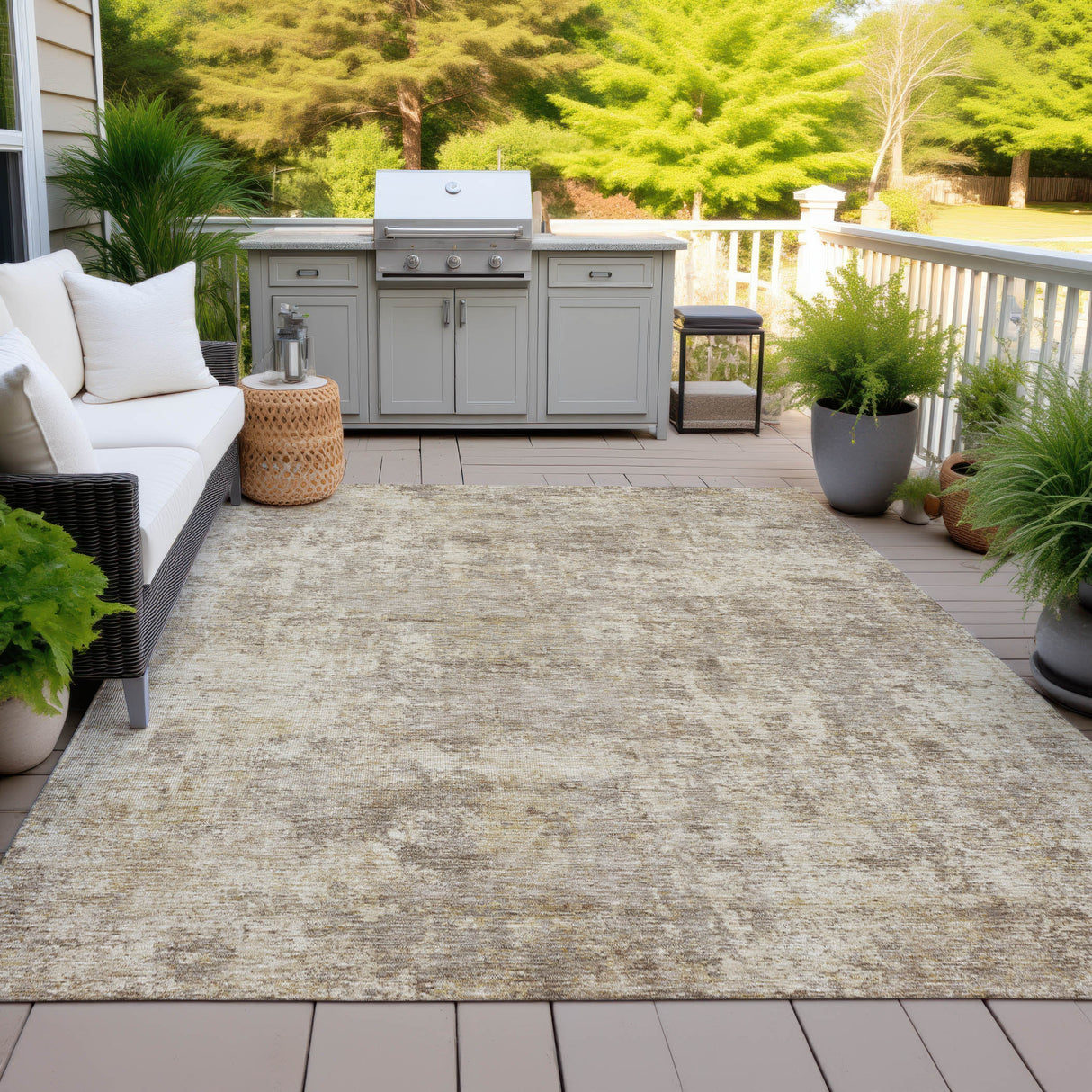 Addison Chantille ACN2061 Abstract Machine Made Transitional Taupe Rug