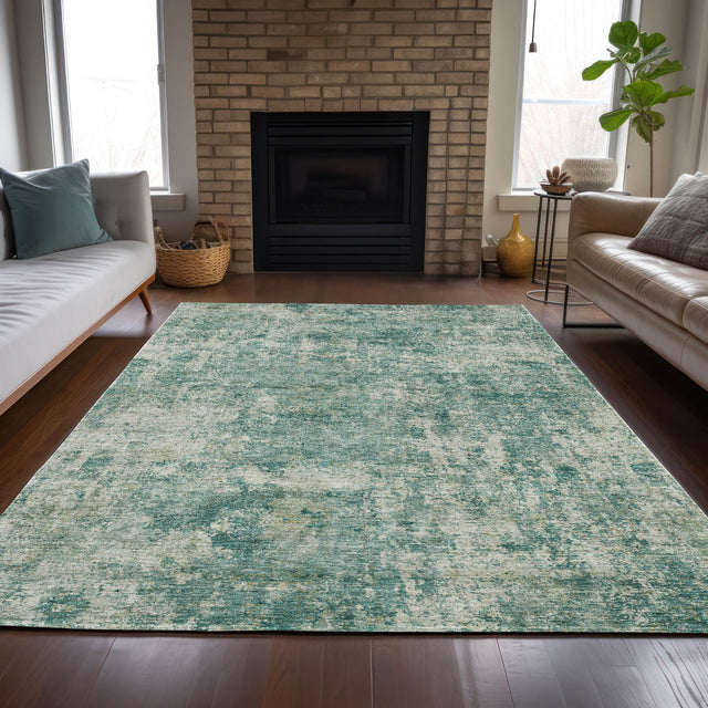 Addison Chantille ACN2061 Abstract Machine Made Transitional Teal Rug