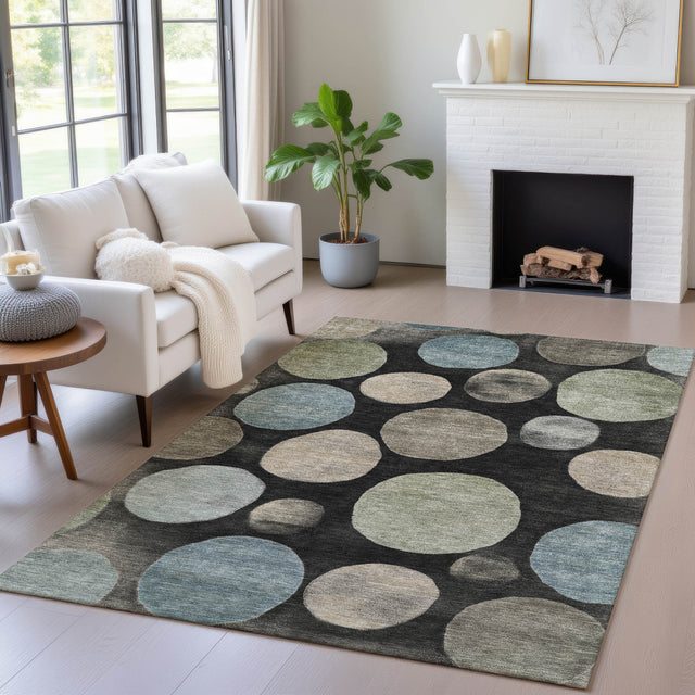 Addison Chantille ACN2062 Geometric Machine Made Transitional Black Rug