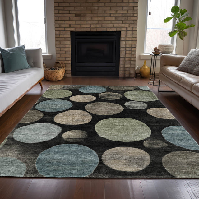 Addison Chantille ACN2062 Geometric Machine Made Transitional Black Rug