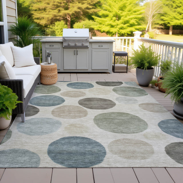 Addison Chantille ACN2062 Geometric Machine Made Transitional Khaki Rug