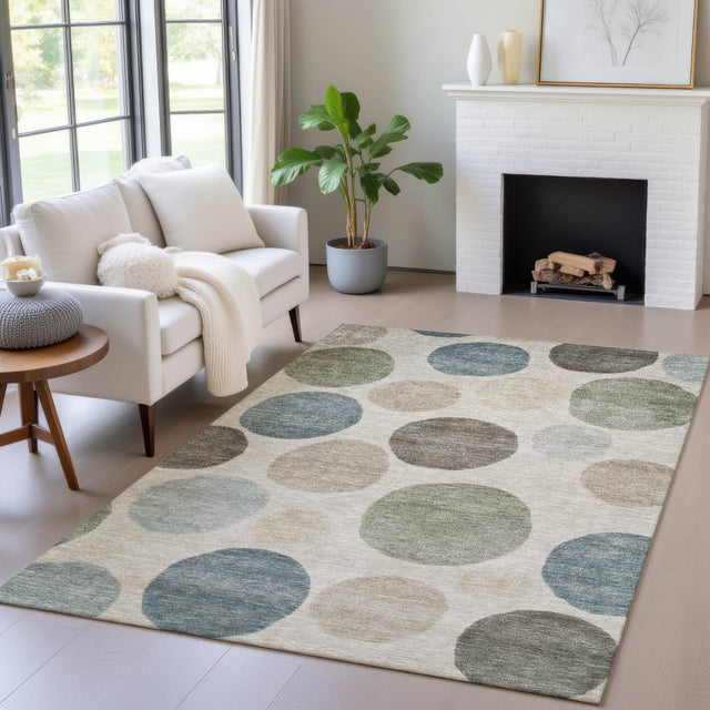 Addison Chantille ACN2062 Geometric Machine Made Transitional Khaki Rug