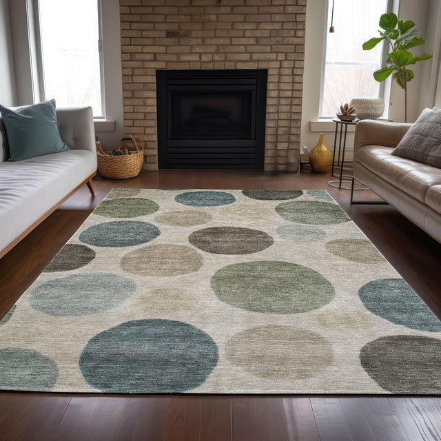 Addison Chantille ACN2062 Geometric Machine Made Transitional Khaki Rug