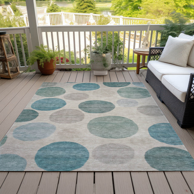Addison Chantille ACN2062 Geometric Machine Made Transitional Teal Rug