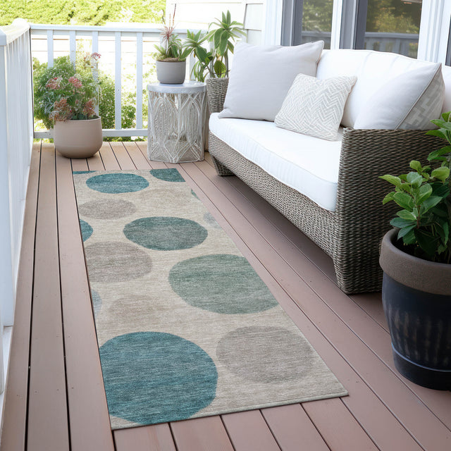 Addison Chantille ACN2062 Geometric Machine Made Transitional Teal Rug