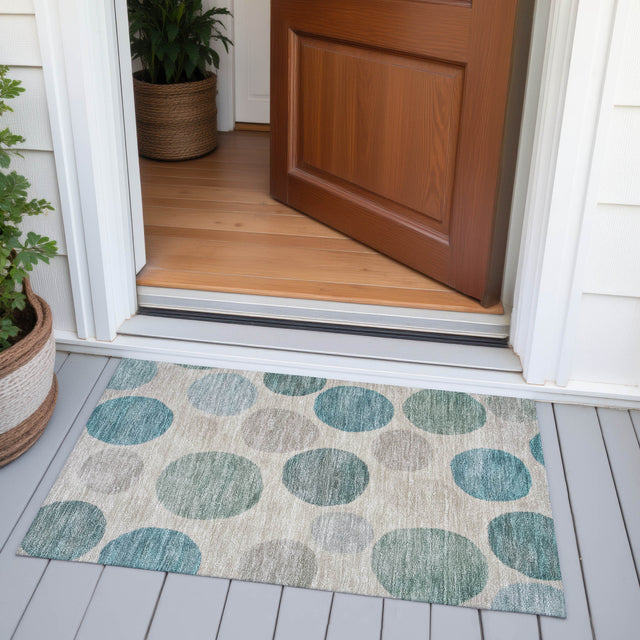 Addison Chantille ACN2062 Geometric Machine Made Transitional Teal Rug