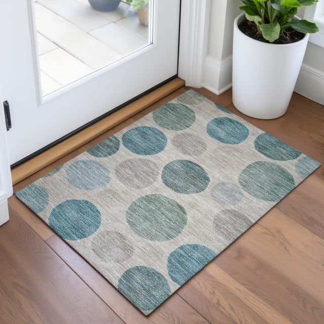 Addison Chantille ACN2062 Geometric Machine Made Transitional Teal Rug