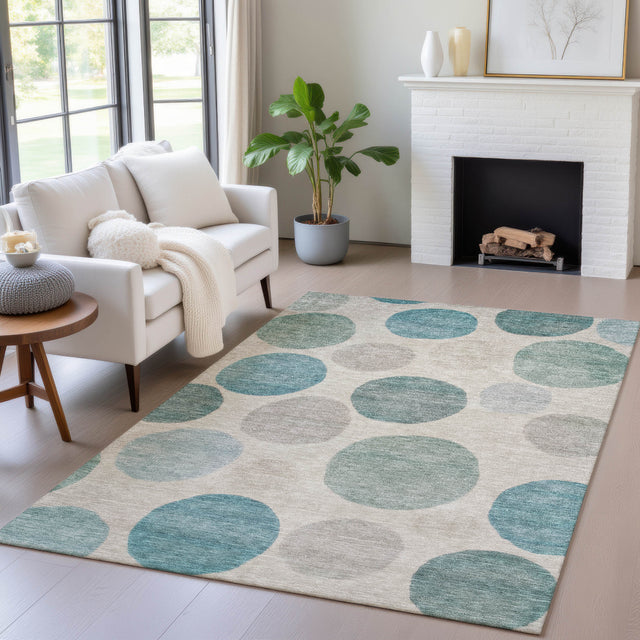 Addison Chantille ACN2062 Geometric Machine Made Transitional Teal Rug