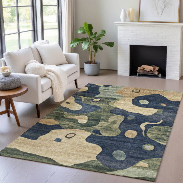Addison Chantille ACN2063 Abstract Machine Made Transitional Navy Rug