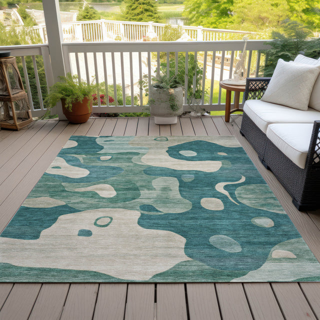 Addison Chantille ACN2063 Abstract Machine Made Transitional Teal Rug