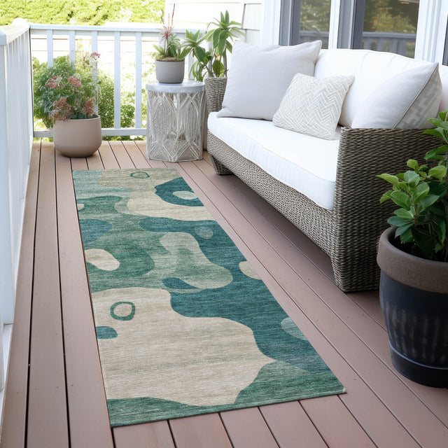 Addison Chantille ACN2063 Abstract Machine Made Transitional Teal Rug