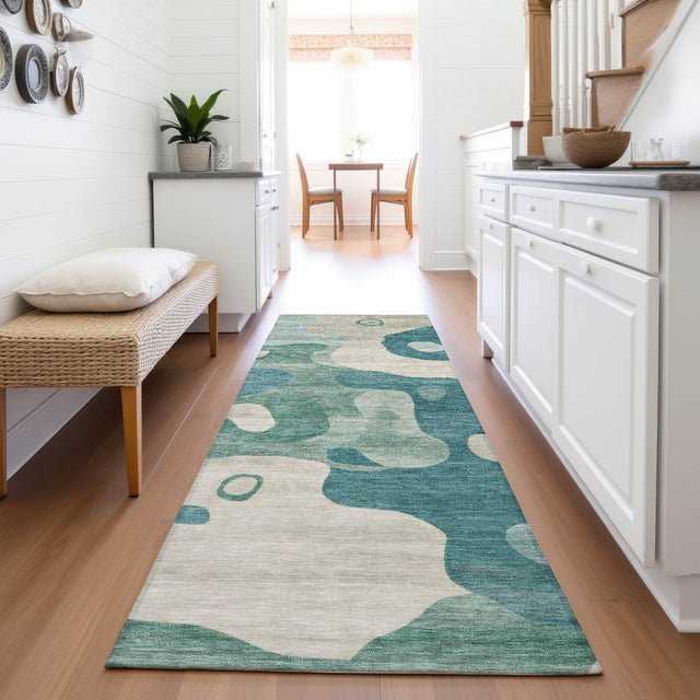 Addison Chantille ACN2063 Abstract Machine Made Transitional Teal Rug